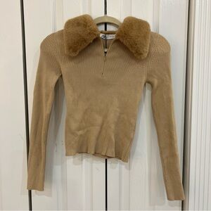 Zara Fur Long Sleeve Top